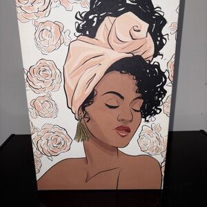 Elegant Woman Canvas Art with Floral Design